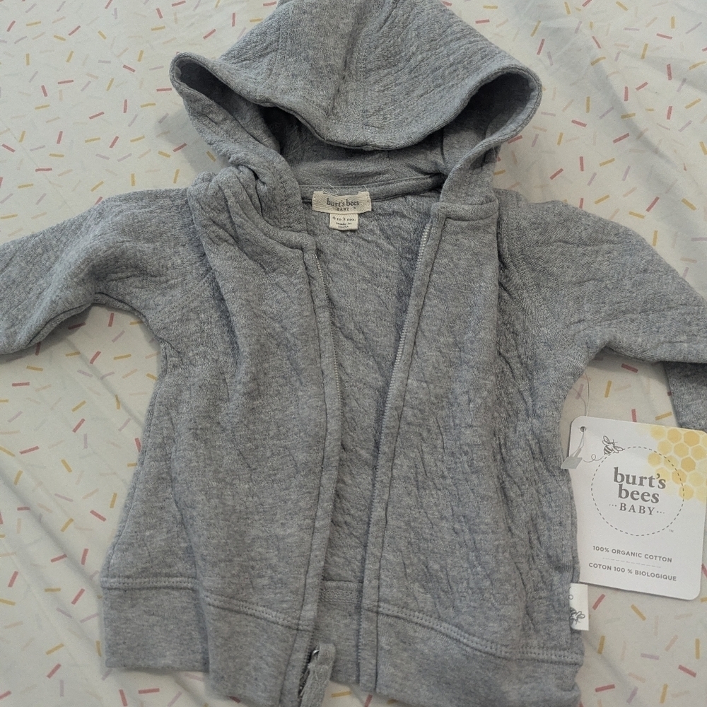 Burt's Bees Baby Heather Gray Organic Hoodie